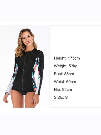 Long Sleeve Floral Printing Two-Piece Wetsuit