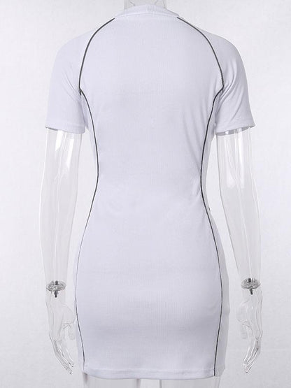 Mock Neck Letter Printed Mini Dress
