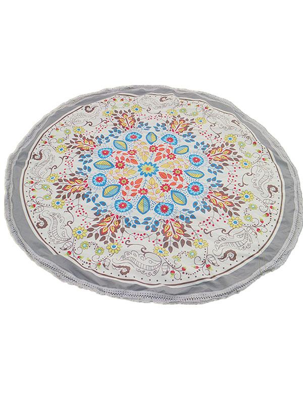 Floral Printed Tasseled Round Beach Mat