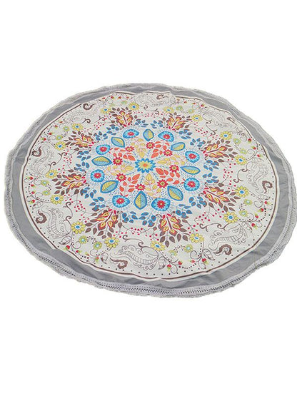 Floral Printed Tasseled Round Beach Mat