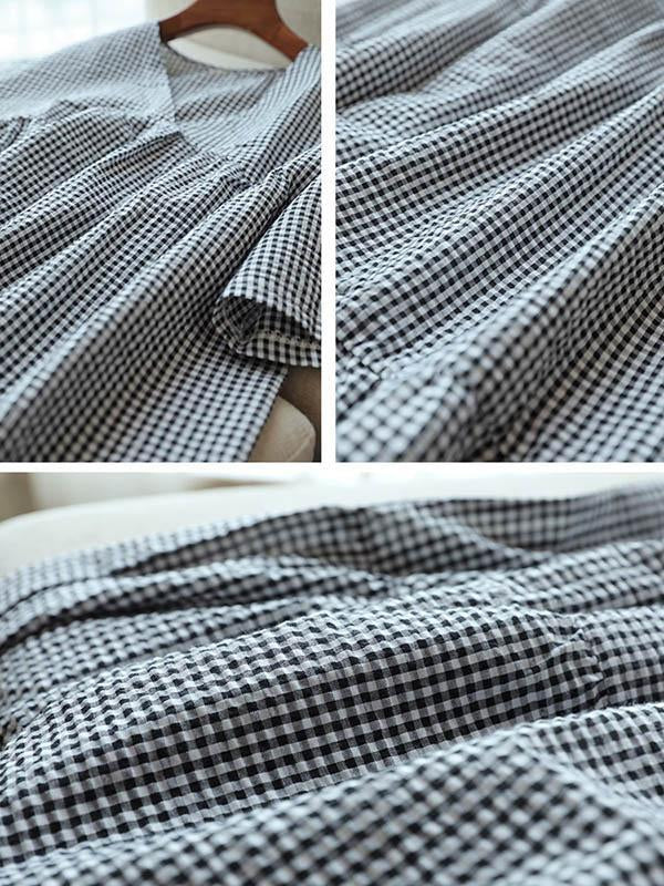 Original Black&White Plaid V-Neck Dress