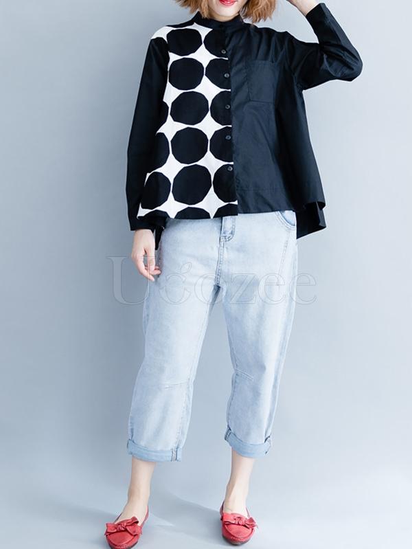 Vintage Polka-dot Cropped Shirt