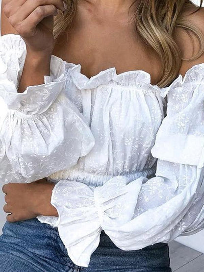 Off Shoulder Puff Sleeves Blouses&shirts Tops