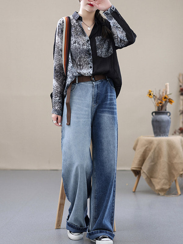 Casual Gradient Wide Leg Jean Pants