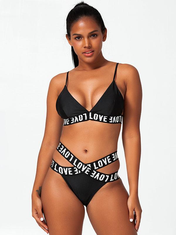 Sporty Bandage Split Bikini Swimsuit