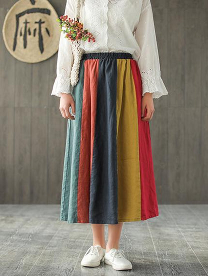 Split-joint Rainbow Loose Skirt Bottom