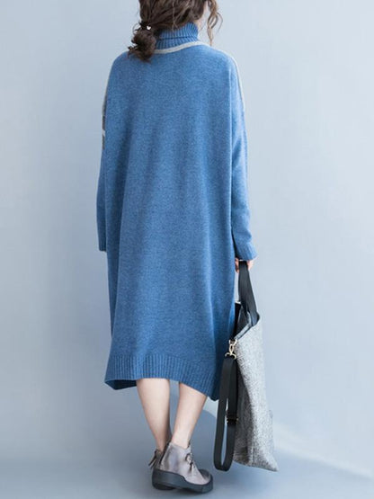 Casual Long Dress in Dark Blue or Light Blue Color