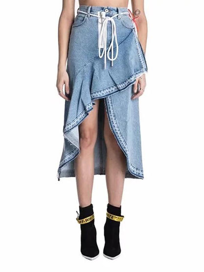 Fahion Falbala Fishtail Denim Skirt Bottoms