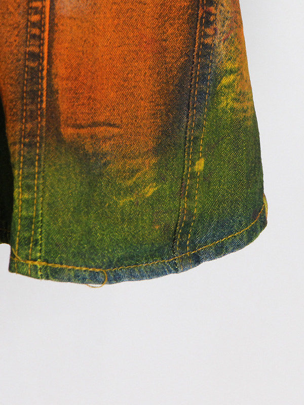 Fashion Denim Tie-Dyed Long Sleeves Buttoned Outerwear