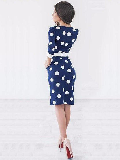 Sexy Bodycon Polka-dot Midi Dress