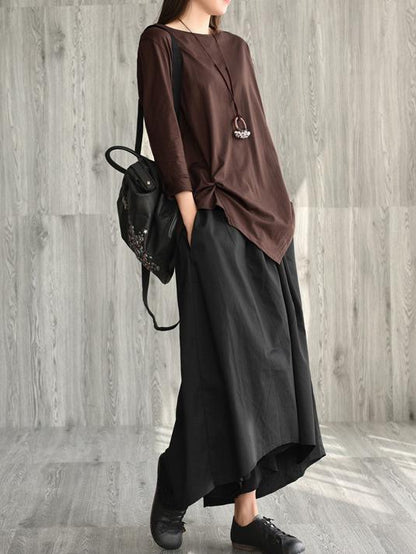 Vintage Cropped Ruffled Round-neck T-shirt