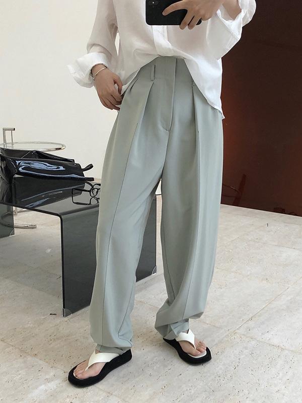 Casual Solid Column Pants Bottoms