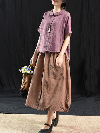 Vintage Casual Linen Skirt