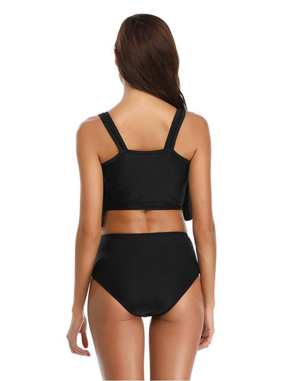 Sexy Solid Ruffle Bikinis Swimwear
