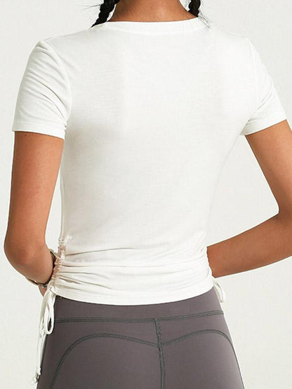 Solid Quick Dry Elastic Drawstring Yoga Tees