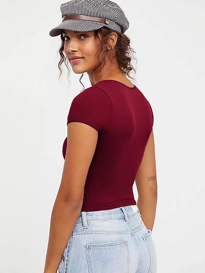 Short Sleeve Solid Wrap Tees