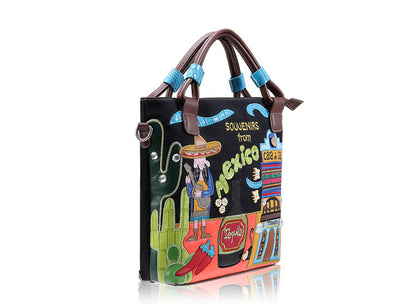 retro portable handmade embroidery canvas bag