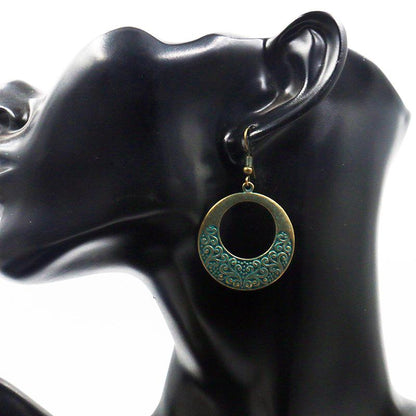 2 COLOR Fashion retro circle alloy earrings