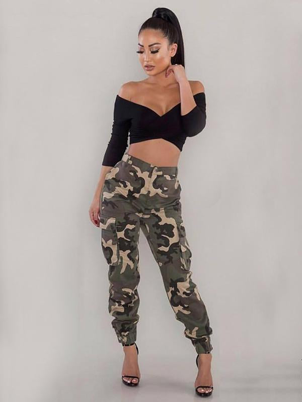Plus Size Camouflage Printed Track Pants