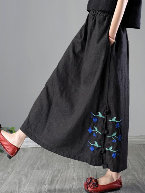 Loosen Casual Cotton Skirt with Floral Print, Four Color