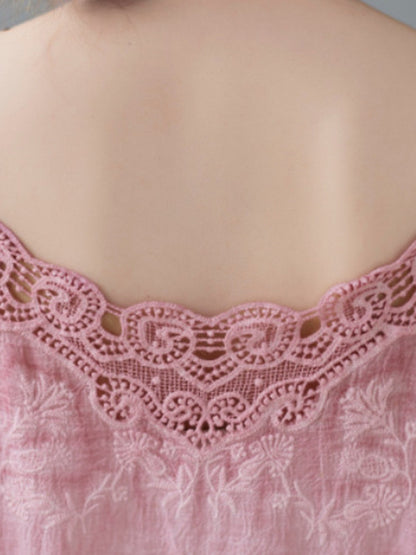 Original Solid Sleeveless Lace&Hollow V-Neck Vest