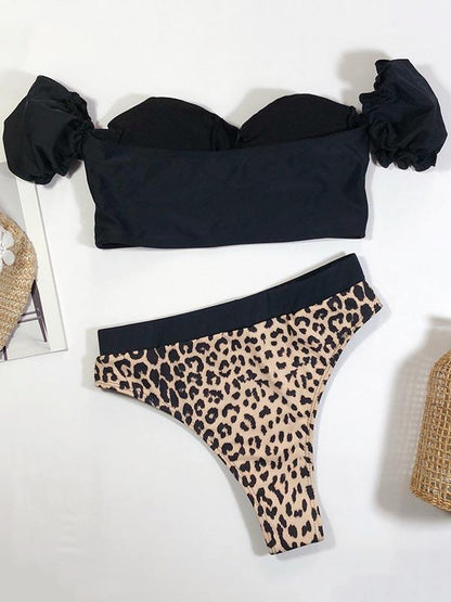 Strapless Short Sleeves Bikini Swimsuit