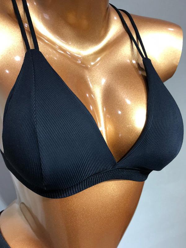 Sexy Solid Wrap Backless Spaghetti-Neck Bra