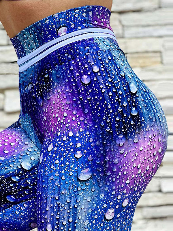 Casual Raindrop Printed High Waisted Yoga Leggings
