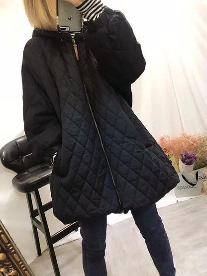 Casual A-line Cotton-padded Rhombus Cover-up