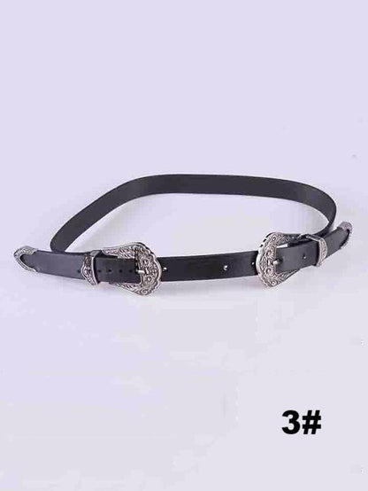 Vintage Sliver Buckle Double Belt Accessories