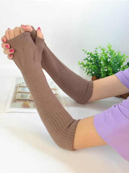 Knitted Half Finger Long Gloves Accessories