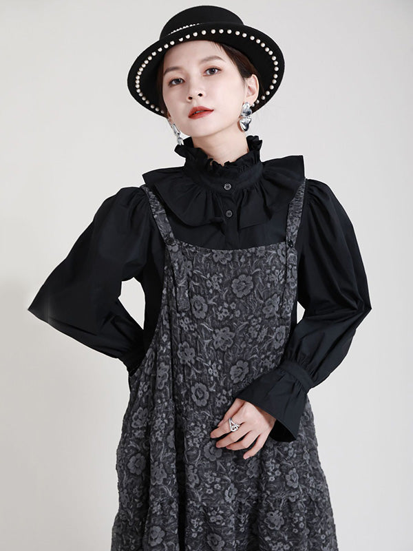 Original Floral Printed Pleated Square-Neck Sleeveless Slip Dress