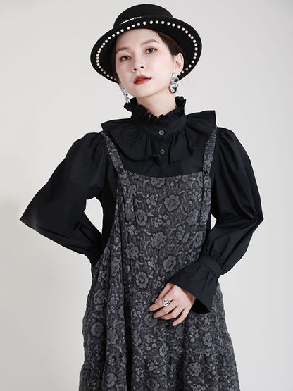 Original Floral Printed Pleated Square-Neck Sleeveless Slip Dress