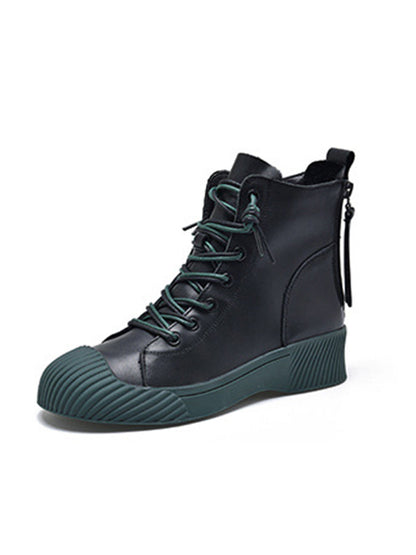 Vintage Cow Leather Zipper Martin Boots