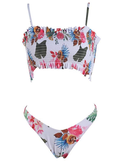 Smocked Spaghetti Strap Bikini Set