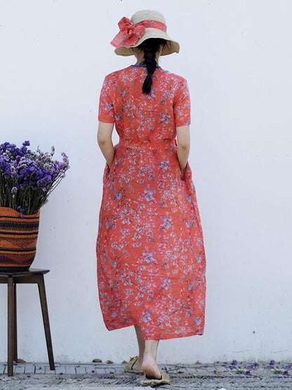 Literary Retro Ramie Cotton Long Dress