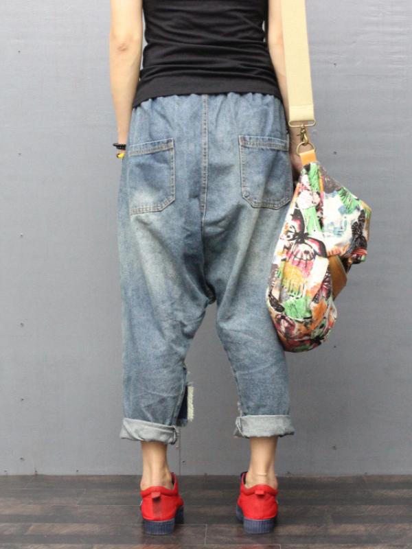 VINTAGE TATTERED MILL WHITE PATCHES JEAN PANTS