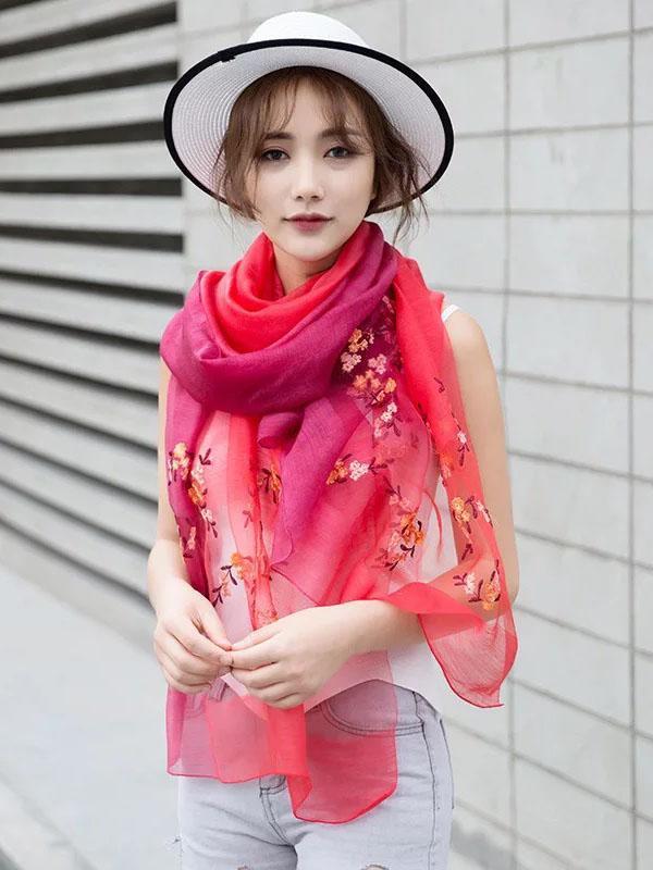 Gradient Mulberry Silk Shawl Scarf