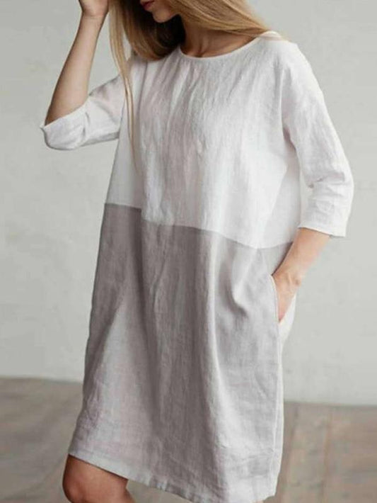 Color Stiching Pocket Mini Dress