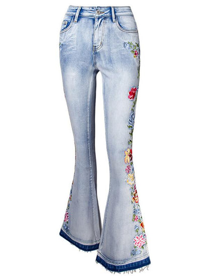 Fashion Embroidered Jean Pants Bottoms