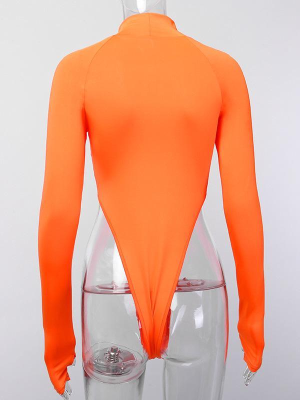 Fluorescence Long Sleeves Printed Letters  Bodysuits