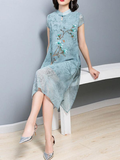 Loose Oversize Printed Split-side Dress