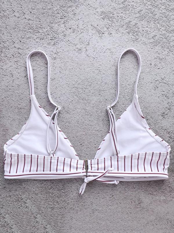 Fashion Stripes High Waisted Adjustable Bikinis Swimwear