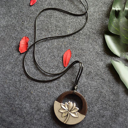 Buykud Simple Alloy Lotus Sweater Chain Long Necklace