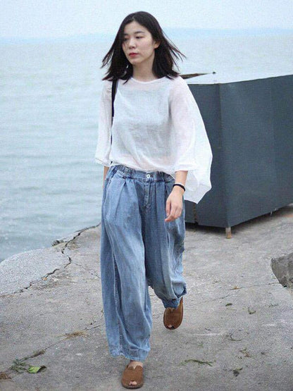 Loose Retro Denim Harem Pants