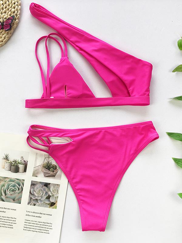 Sexy Irregular Hollow Bandage Split Type Bikini Swimsuit