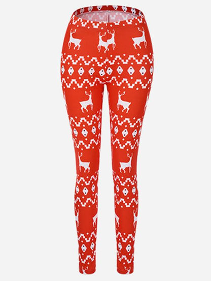 Deer Printed Christmas Element Leggings