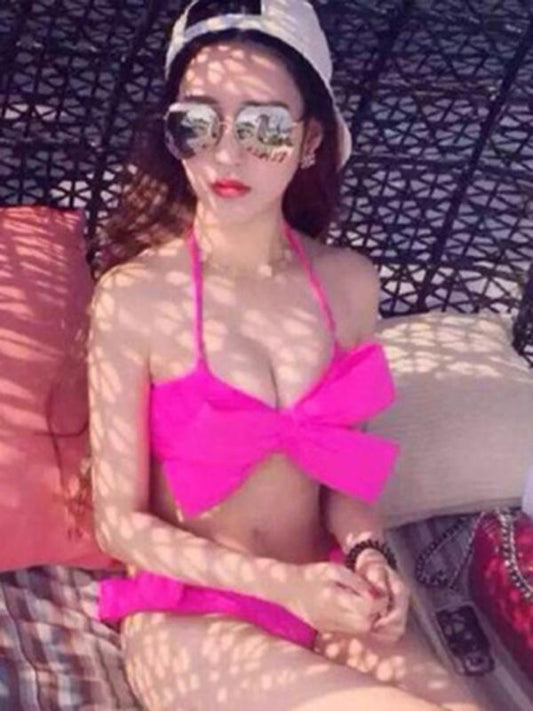Plain Bowknot Bikinis Swimwear