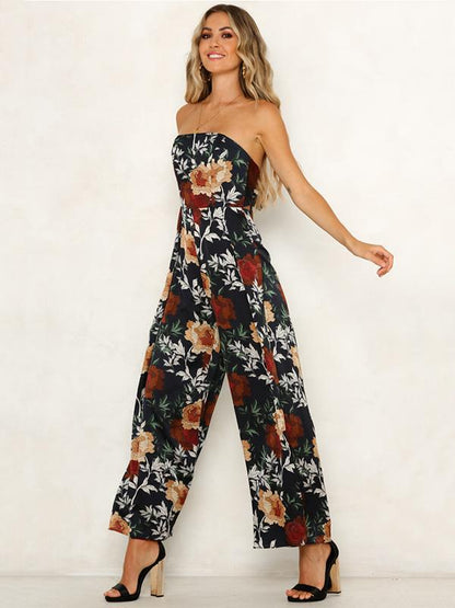 Off Shoulder Floral Printed Bohemia Jumpsuits