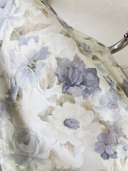 Original Floral Printed Square-Neck Puff Sleeve Mini Dress